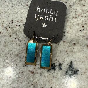 Holly Yashi Blue and Gold Earrings